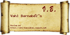 Vahl Barnabás névjegykártya